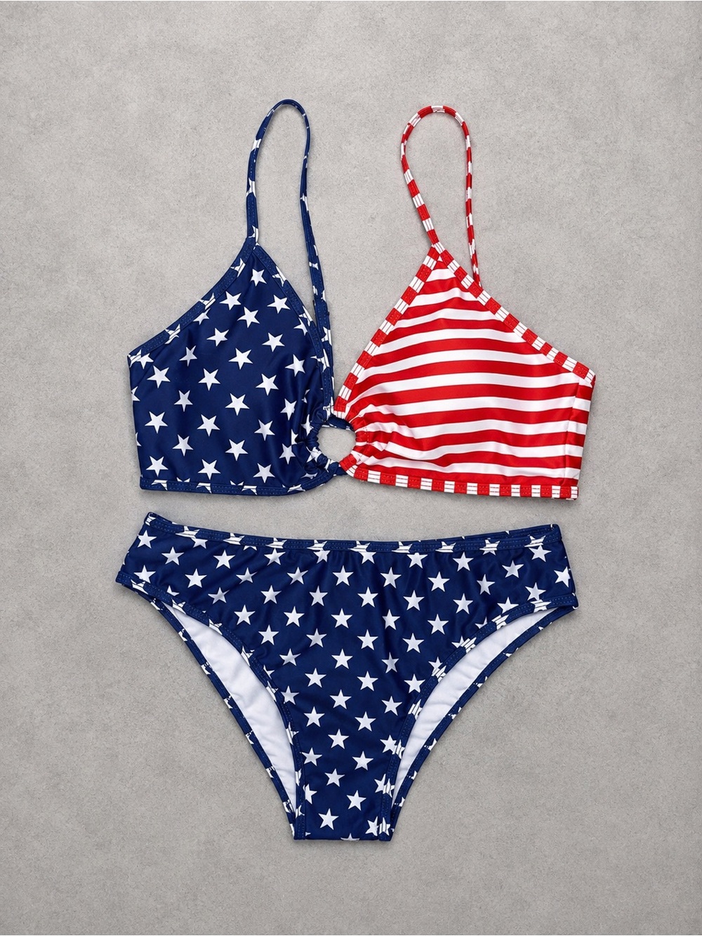 Tainehs Womens American Flag 2 Piece Bikini - Medium Bottoms, Large Top Swimsuit - Picture 2 of 3